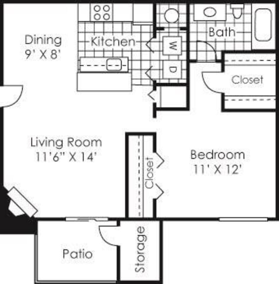 Floorplan diagram for Albemarle, showing 1 bedroom
