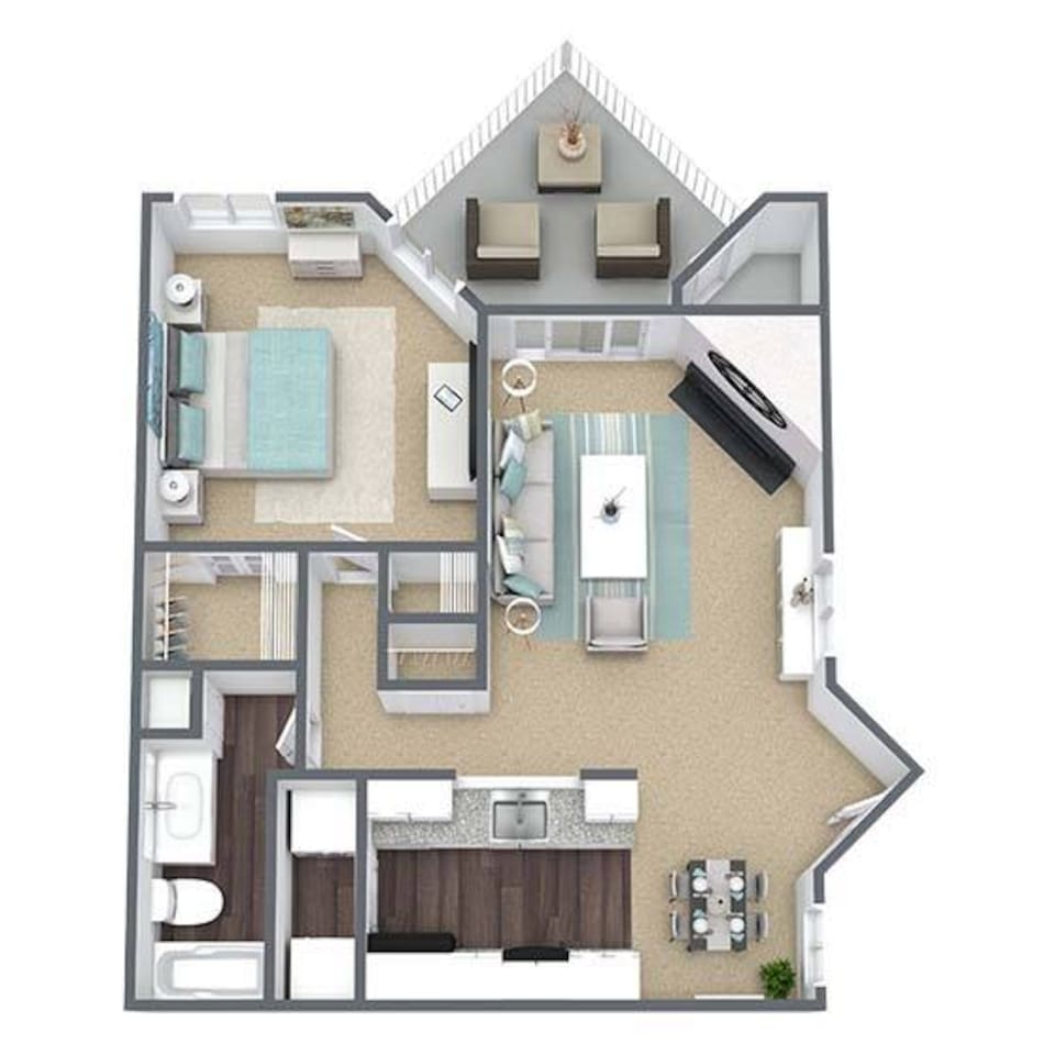 Floorplan diagram for Campbell Creek, showing 1 bedroom