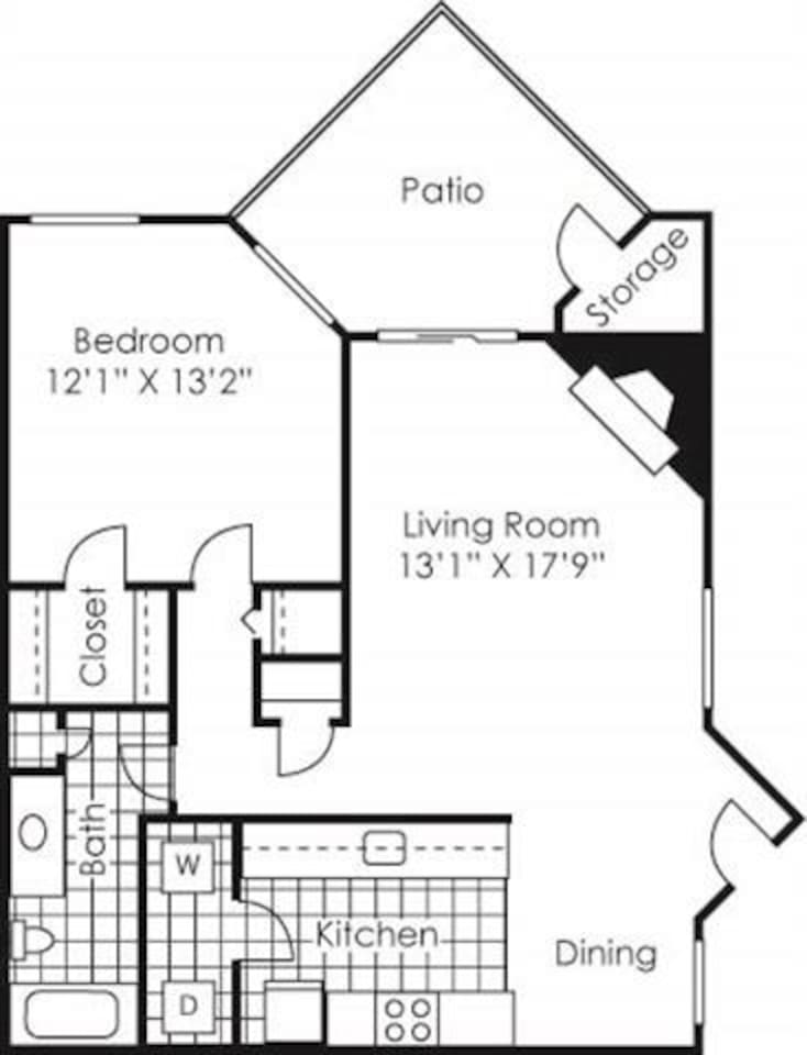 Floorplan diagram for Campbell Creek, showing 1 bedroom