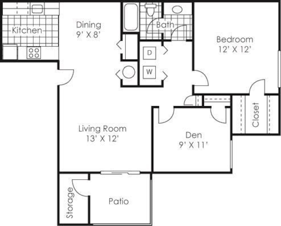 Floorplan diagram for Cedarwood, showing 1 bedroom