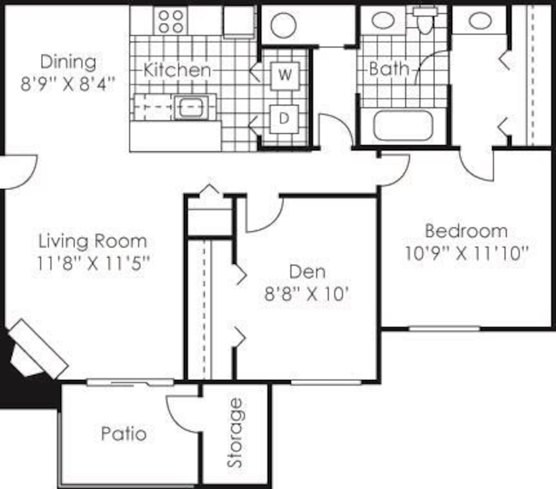 Floorplan diagram for The Devonshire, showing 1 bedroom