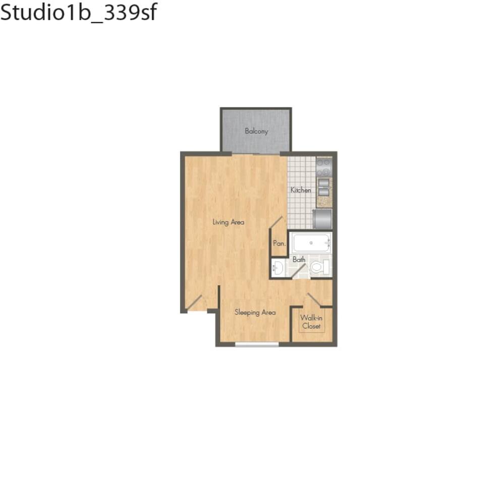 Floorplan diagram for E1, showing Studio