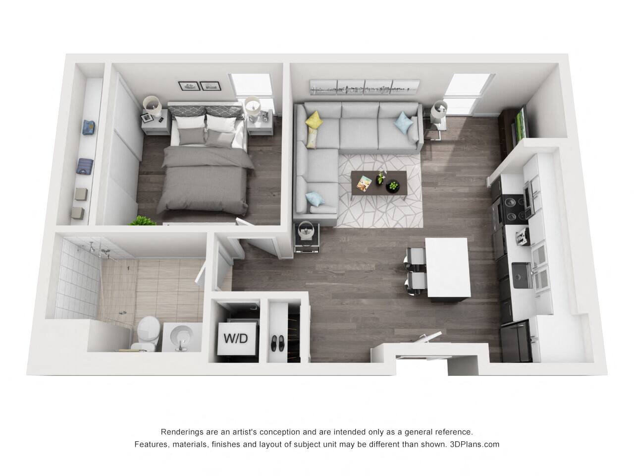 Floorplan diagram for 1BD/1BA - B4, showing 1 bedroom