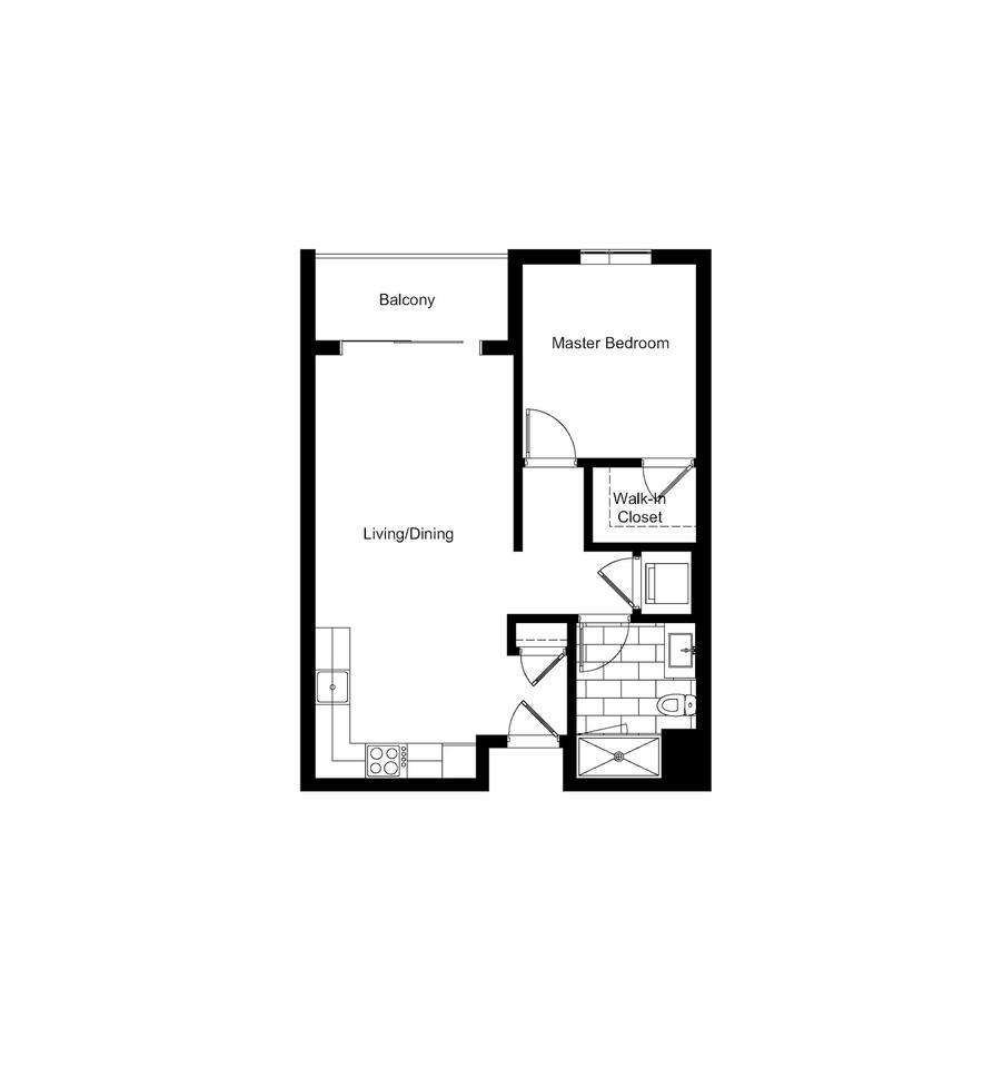 Floorplan diagram for Hermosa, showing 1 bedroom