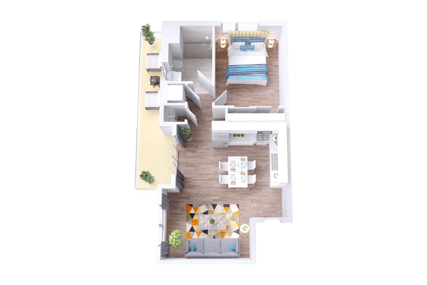 Floorplan diagram for Elysian, showing 1 bedroom
