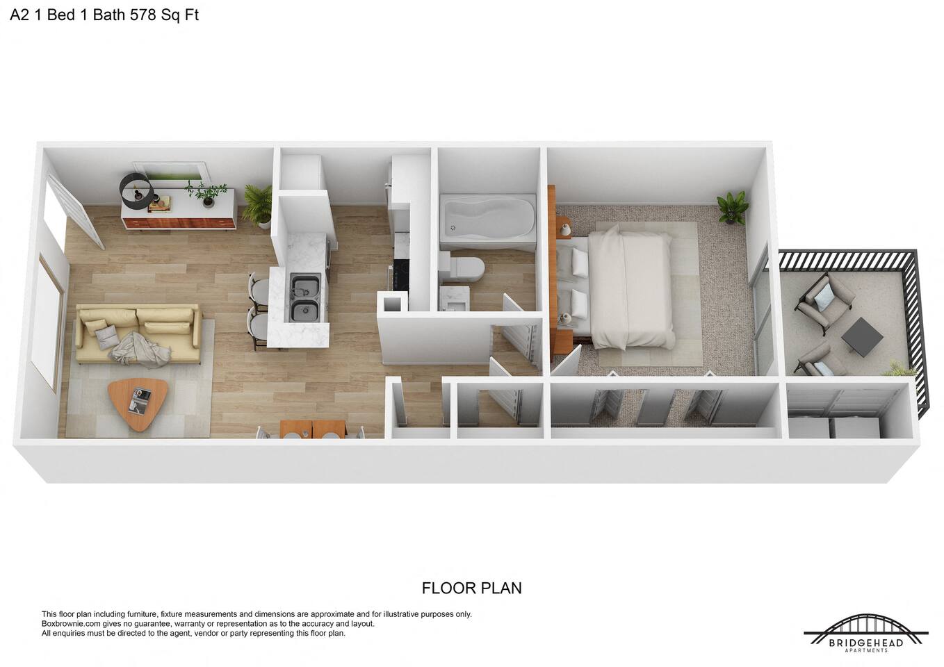 Floorplan diagram for A2, showing 1 bedroom