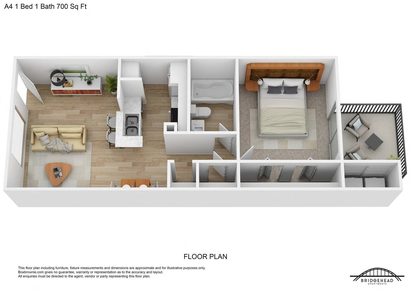 Floorplan diagram for A4, showing 1 bedroom