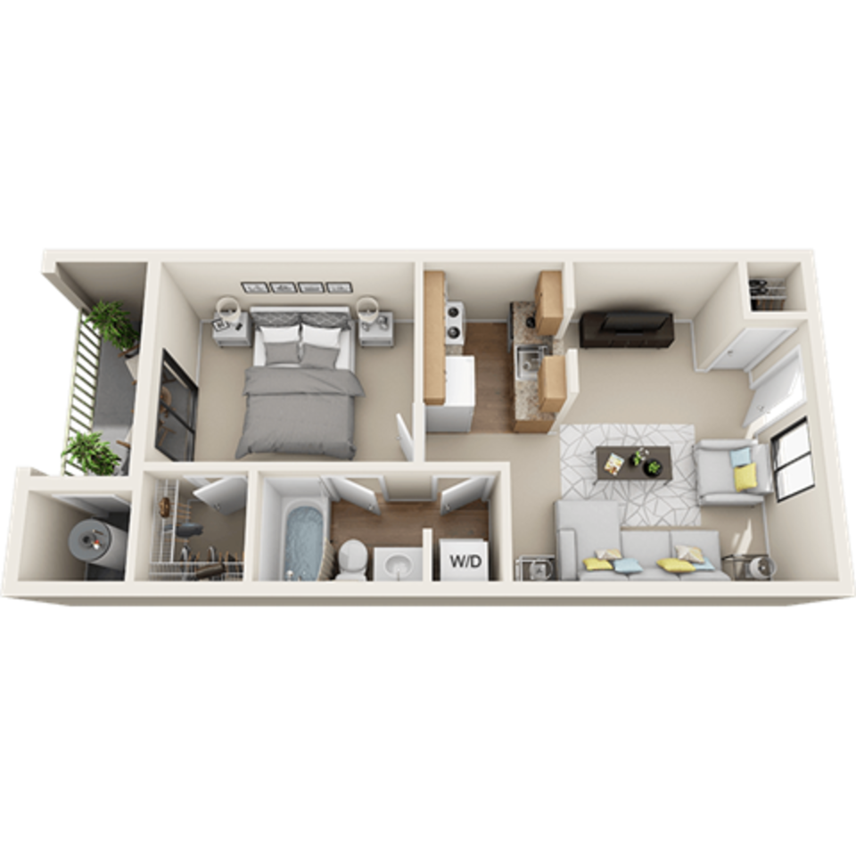 Floorplan diagram for Serenity, showing 1 bedroom