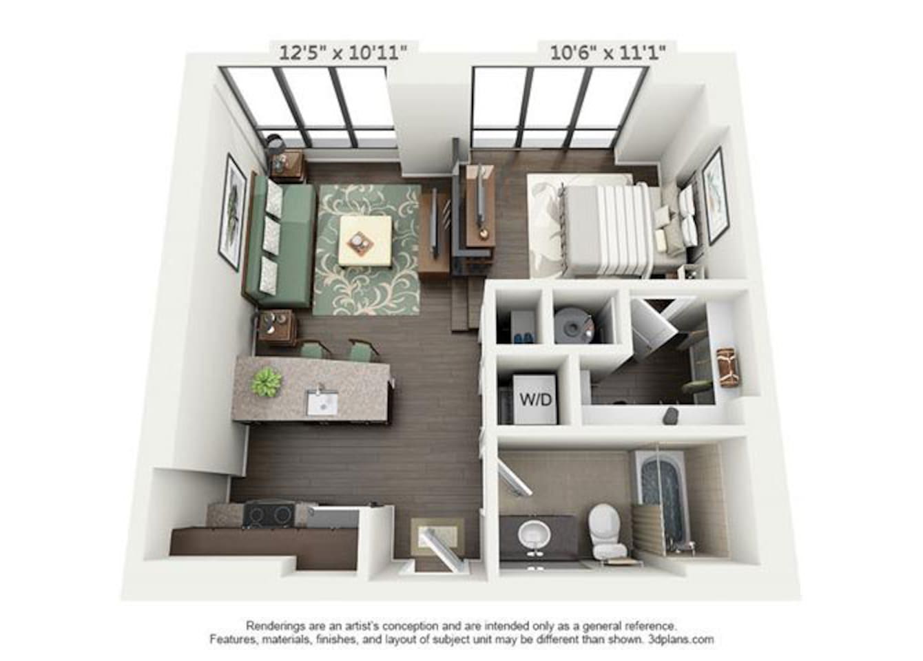 Floorplan diagram for A1F, showing Studio