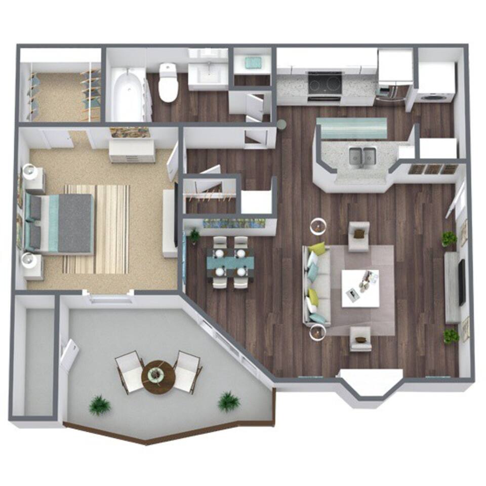 Floorplan diagram for 1 Bed - 1 Bath, showing 1 bedroom