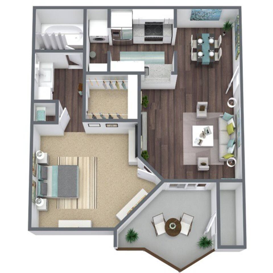 Floorplan diagram for 1 Bed - 1 Bath, showing 1 bedroom