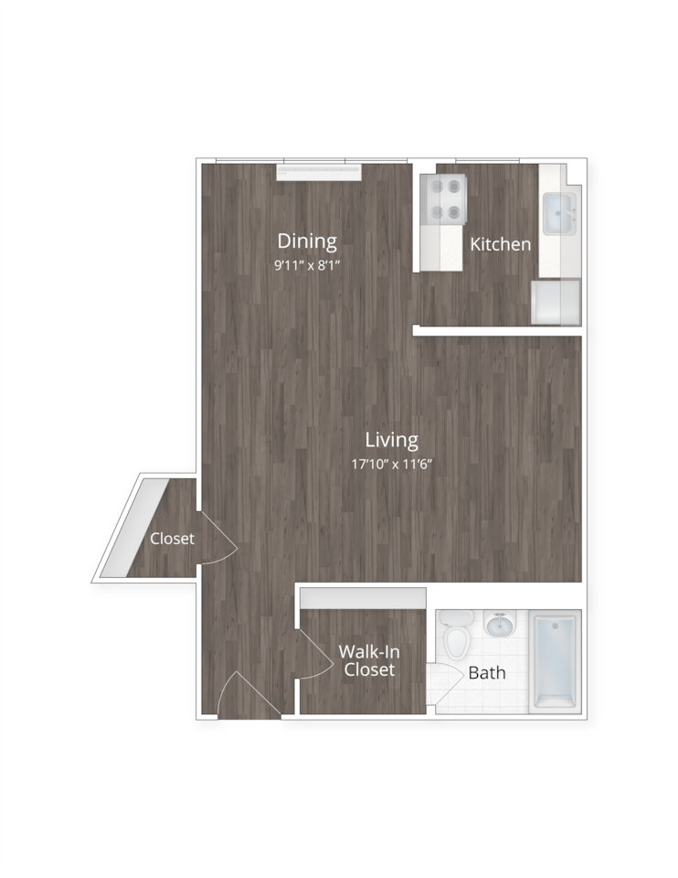 Floorplan diagram for Furnished Studio, showing Studio