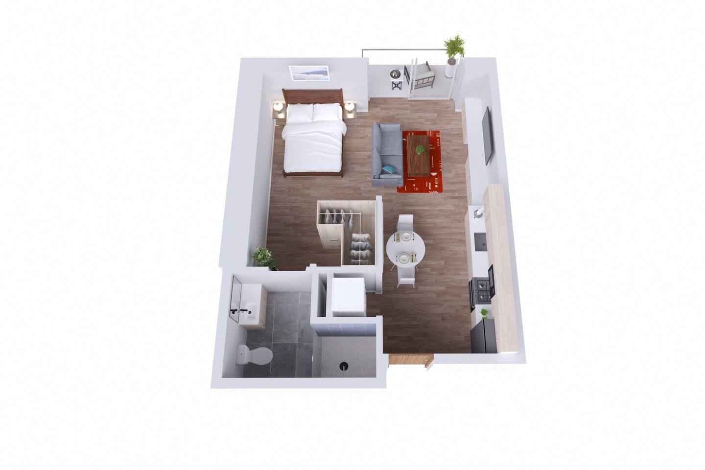Floorplan diagram for Studio, showing Studio
