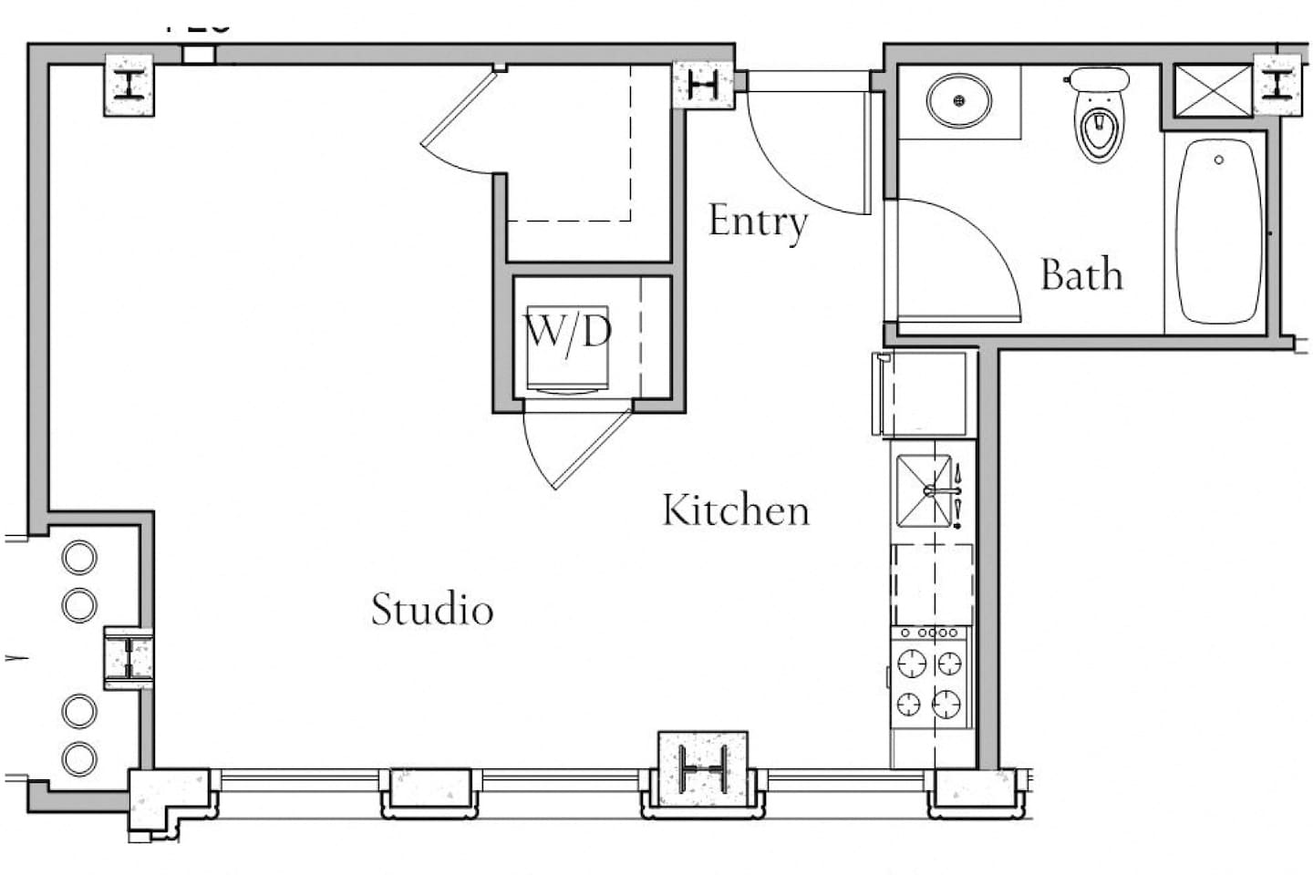 Floorplan diagram for Floorplan P, showing Studio