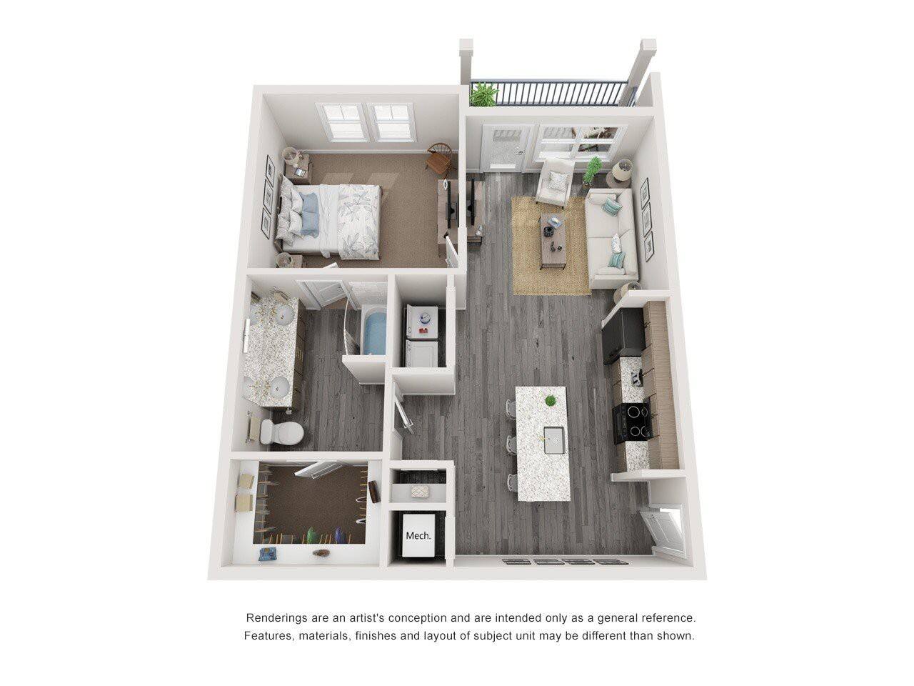 Floorplan diagram for A2, showing 1 bedroom