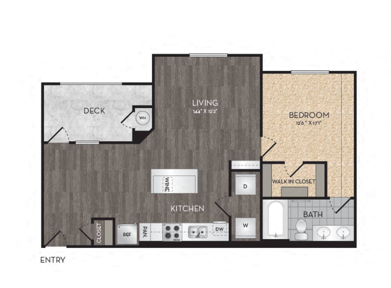 Floorplan diagram for A3, showing 1 bedroom
