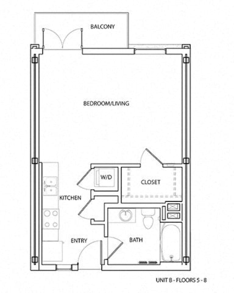 Floorplan diagram for B1, showing Studio