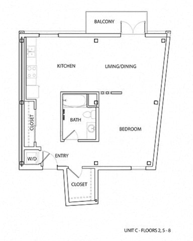 Floorplan diagram for C1 Floorplan (Open Style), showing Studio