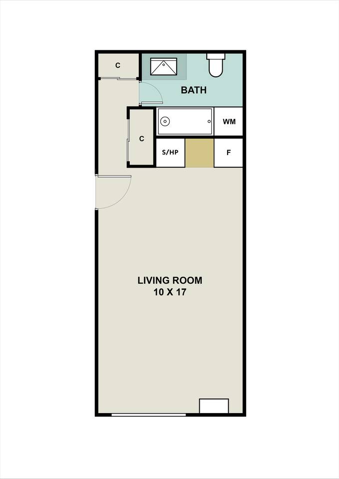 Floorplan diagram for Eco Studio, showing Studio
