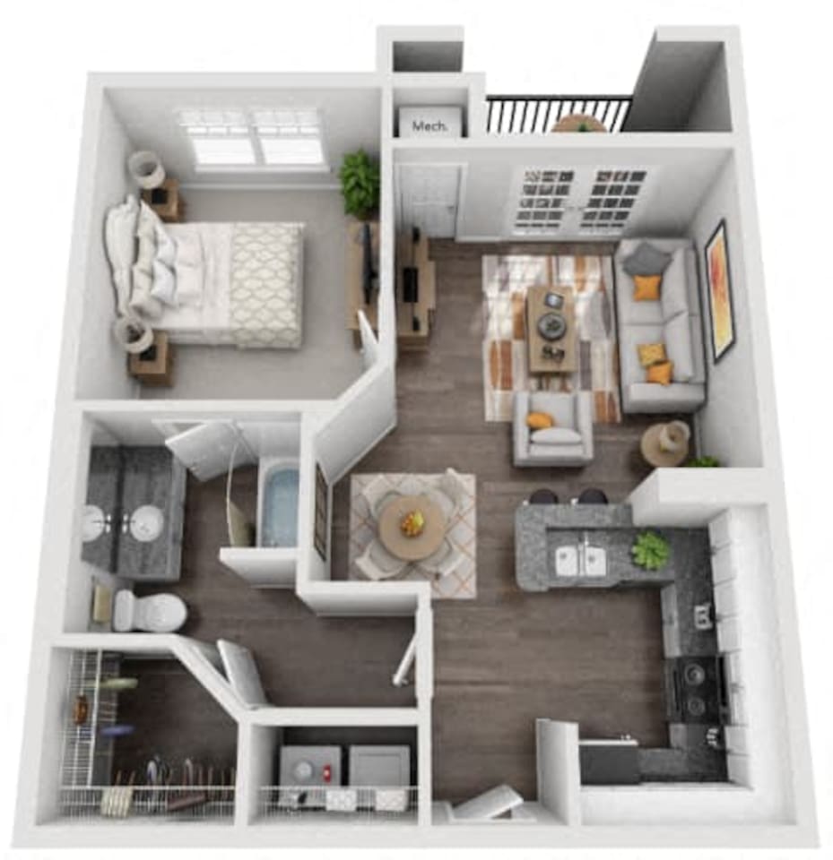 Floorplan diagram for The Alliance, showing 1 bedroom