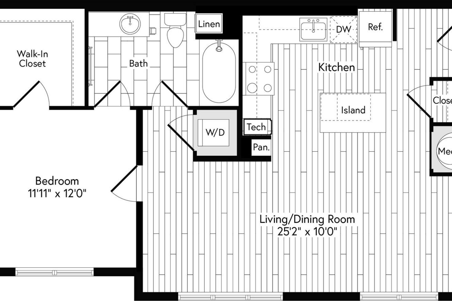 Floorplan diagram for 1GNR EAST, showing 1 bedroom