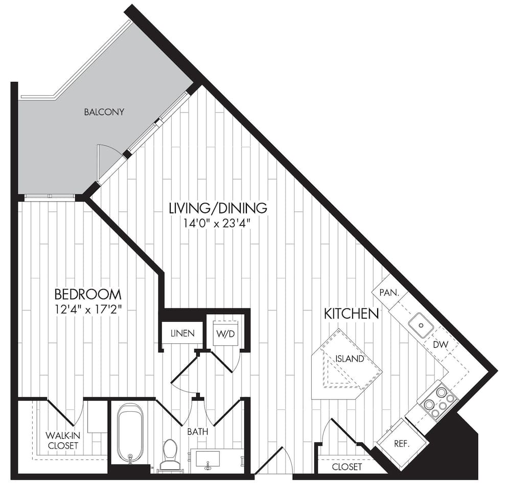 Floorplan diagram for 1N, showing 1 bedroom