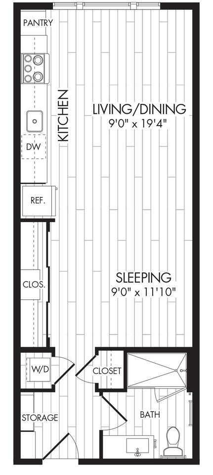 Floorplan diagram for 0A, showing Studio