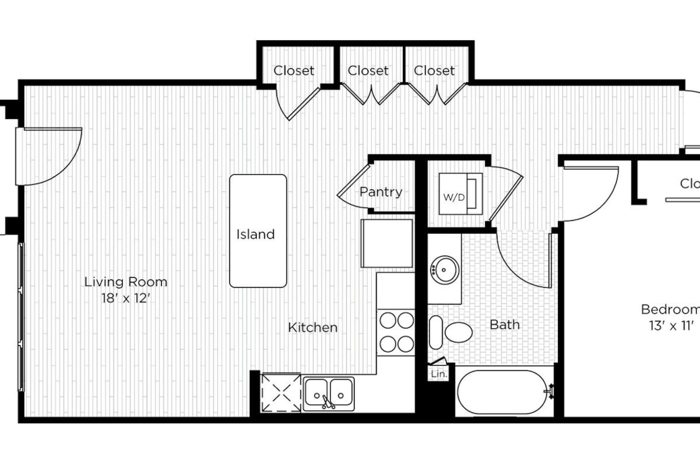 Floorplan diagram for 1AS, showing 1 bedroom