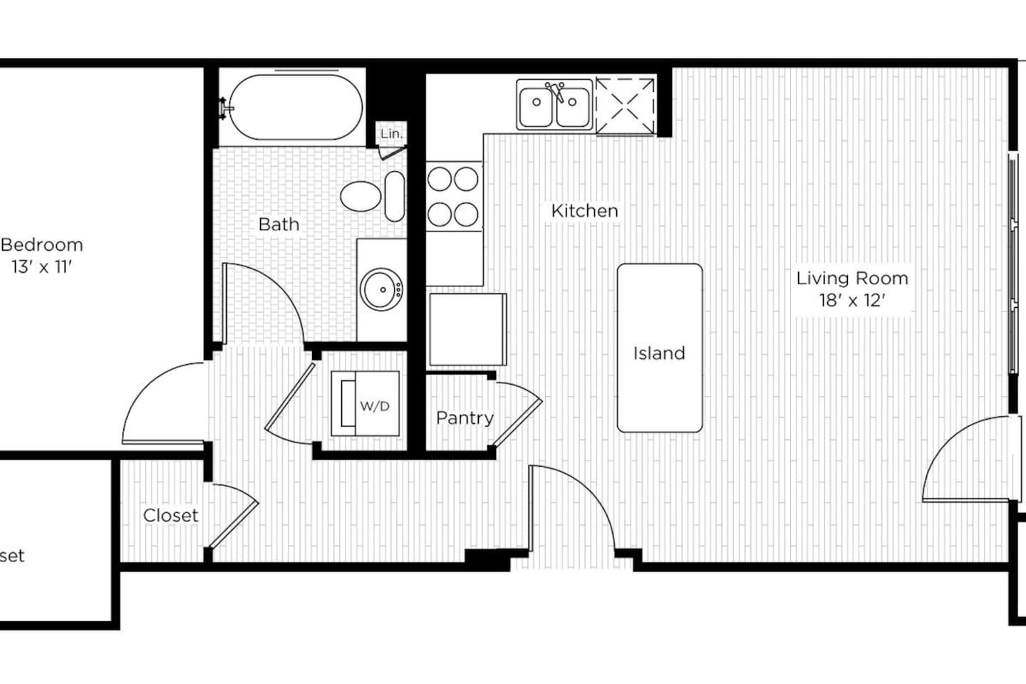 Floorplan diagram for 1BS, showing 1 bedroom
