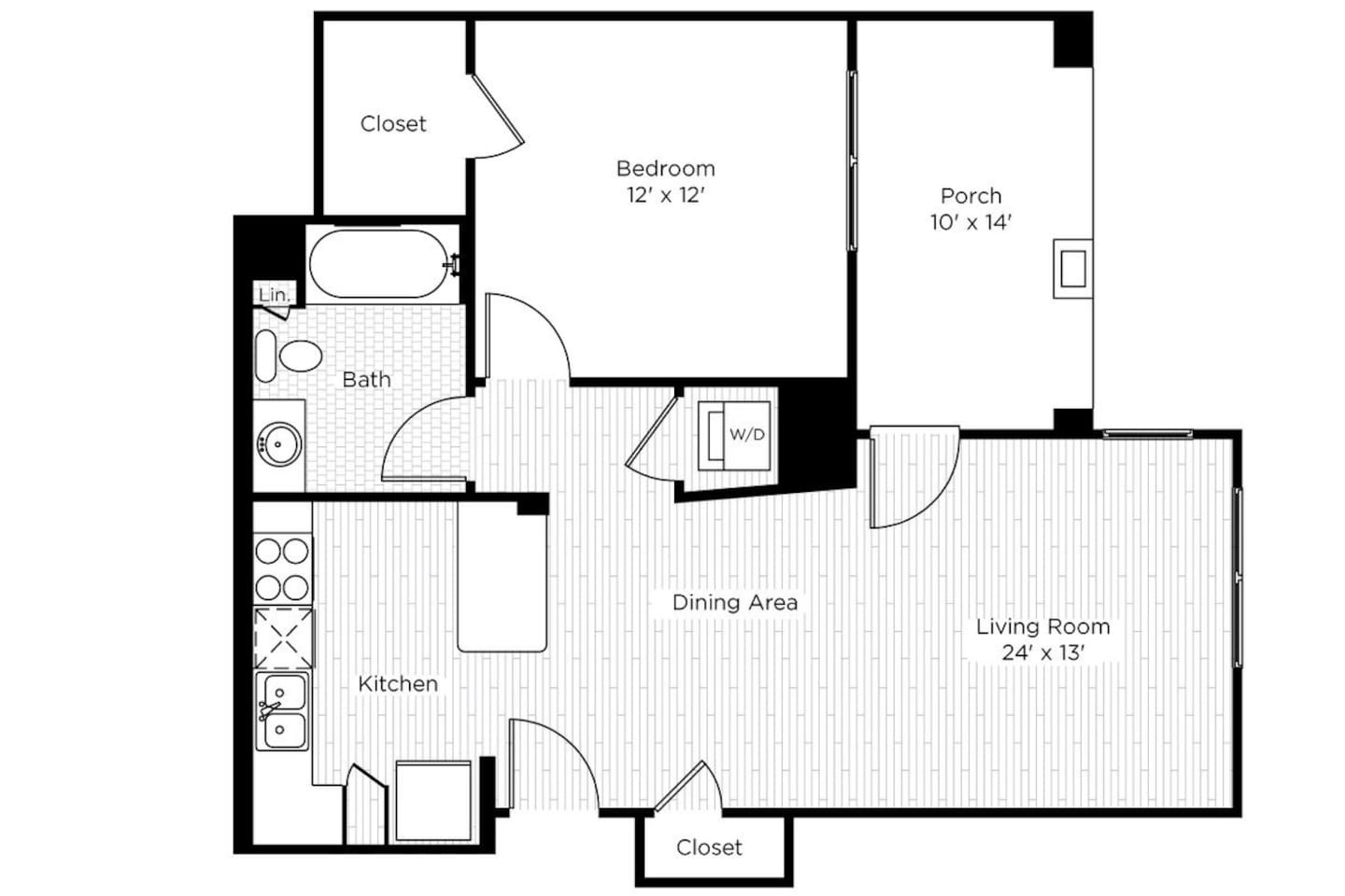Floorplan diagram for 1CS, showing 1 bedroom