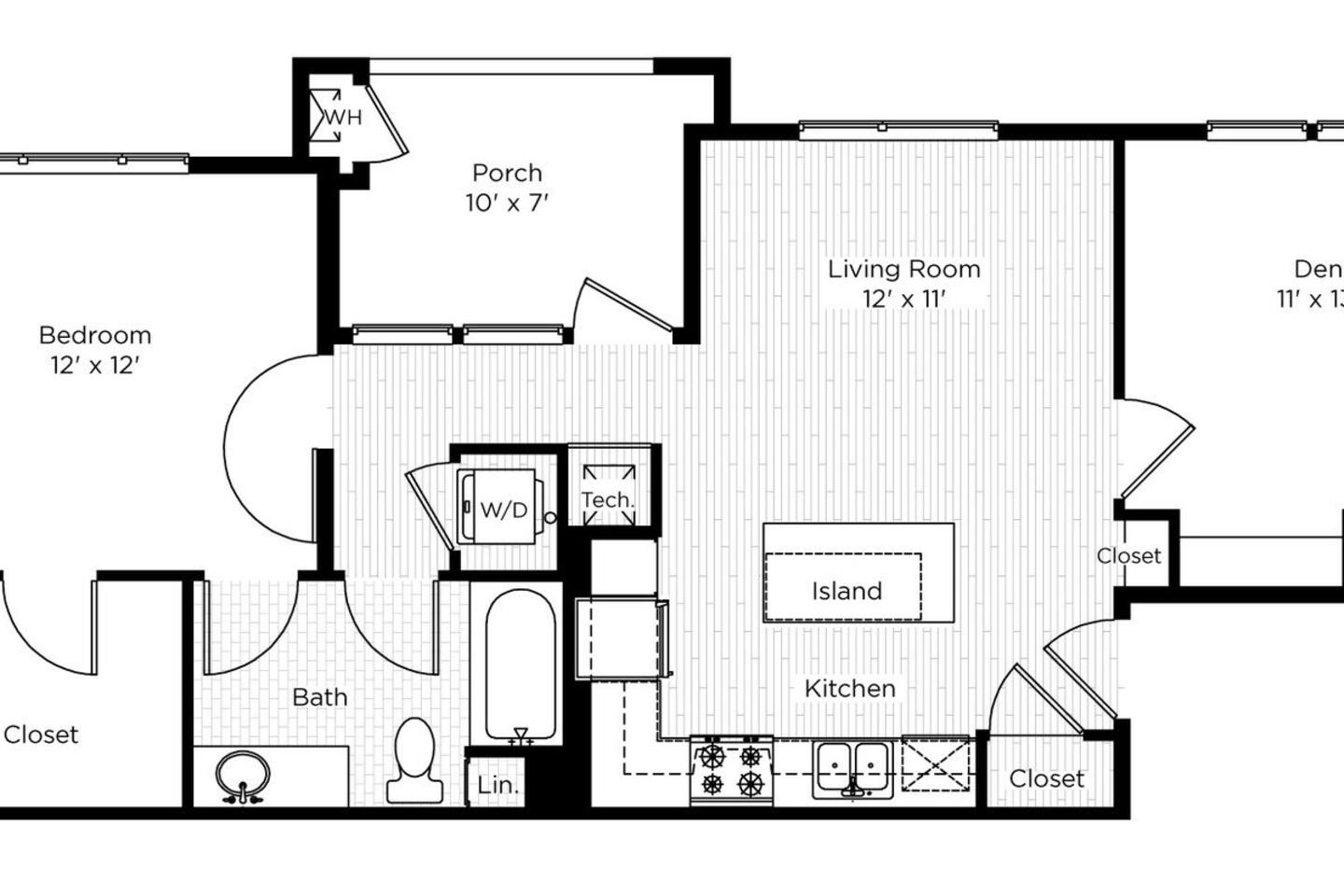 Floorplan diagram for 1EA, showing 1 bedroom