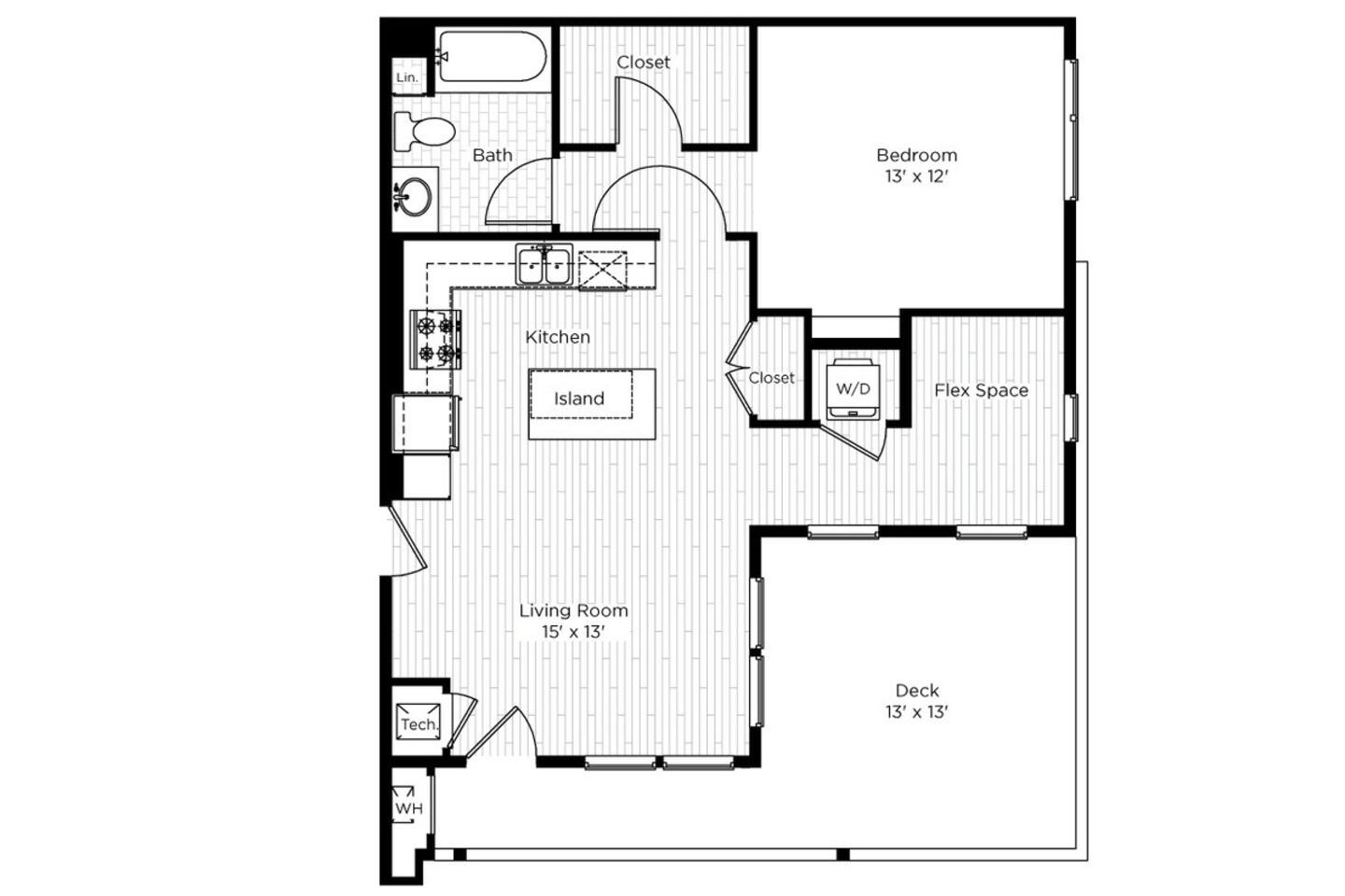 Floorplan diagram for 1CA, showing 1 bedroom