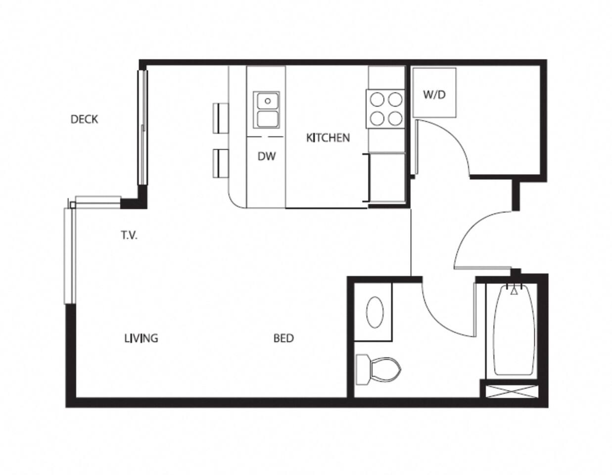 Floorplan diagram for Classic - 413 Sq Ft. , showing Studio