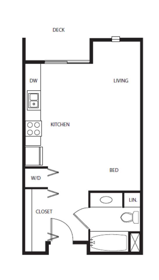 Floorplan diagram for Renovated-424 Sq Ft., showing Studio
