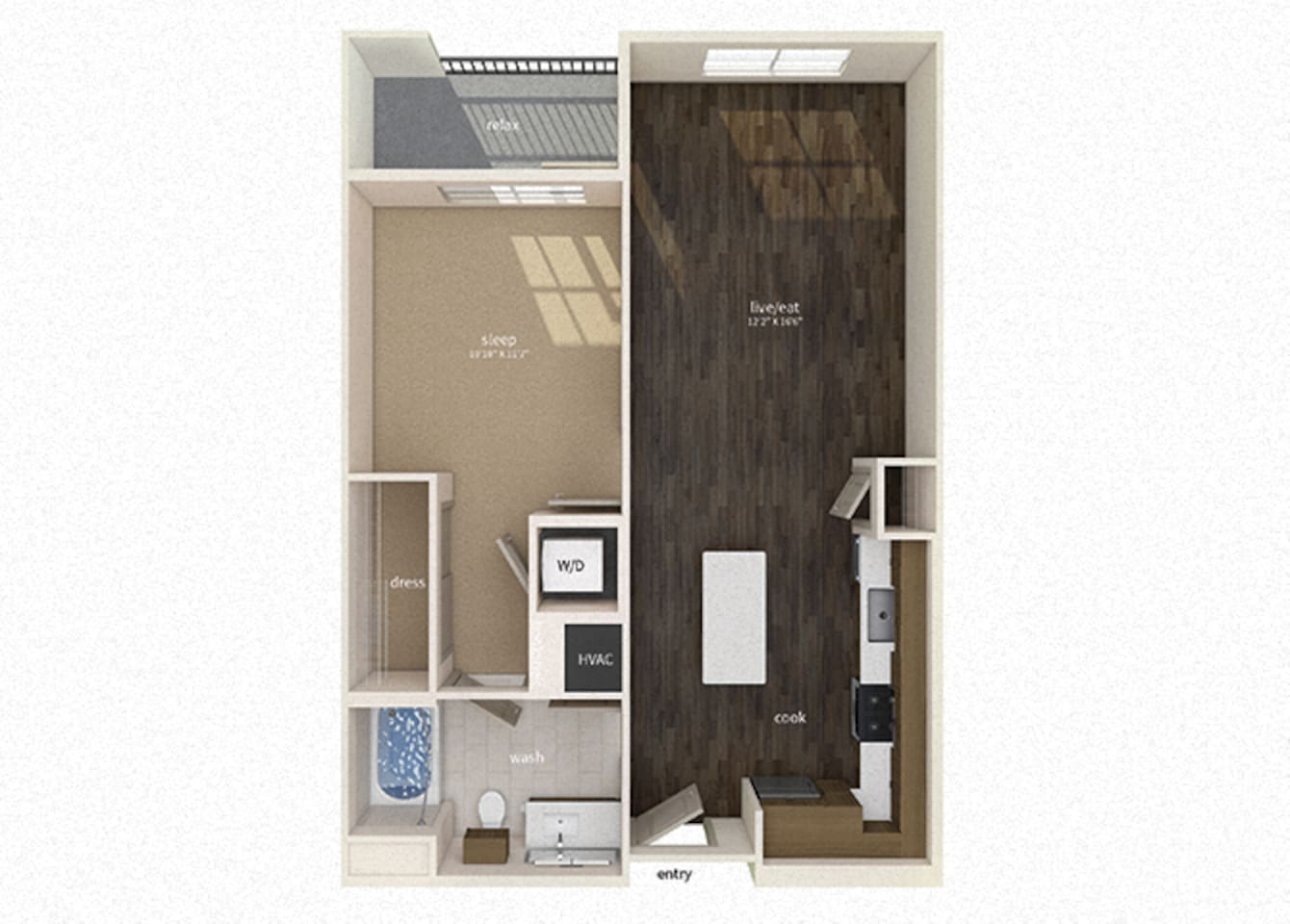 Floorplan diagram for A3, showing 1 bedroom