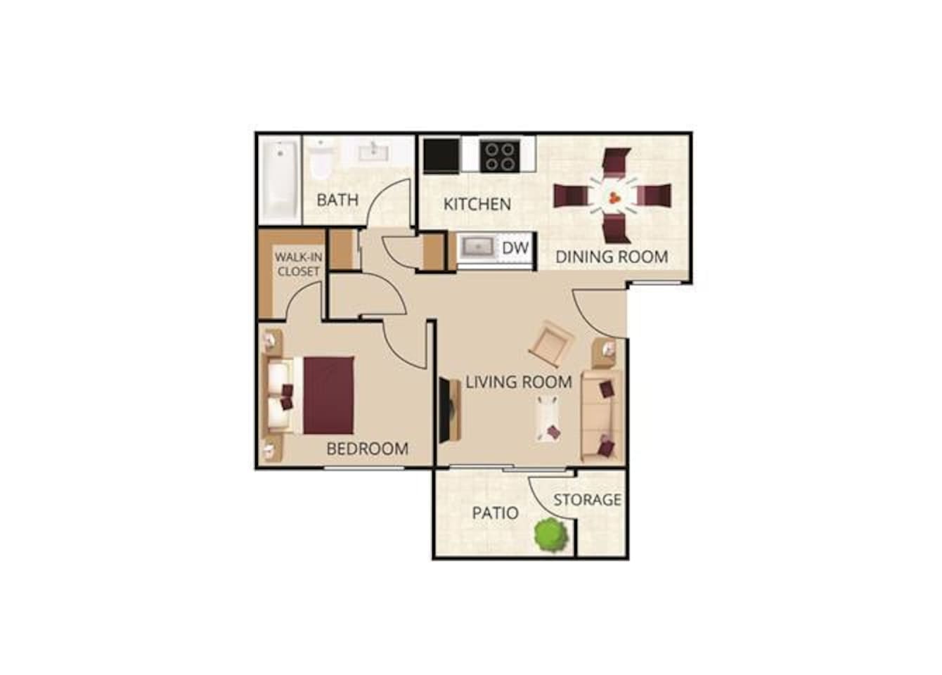 Floorplan diagram for A, showing 1 bedroom