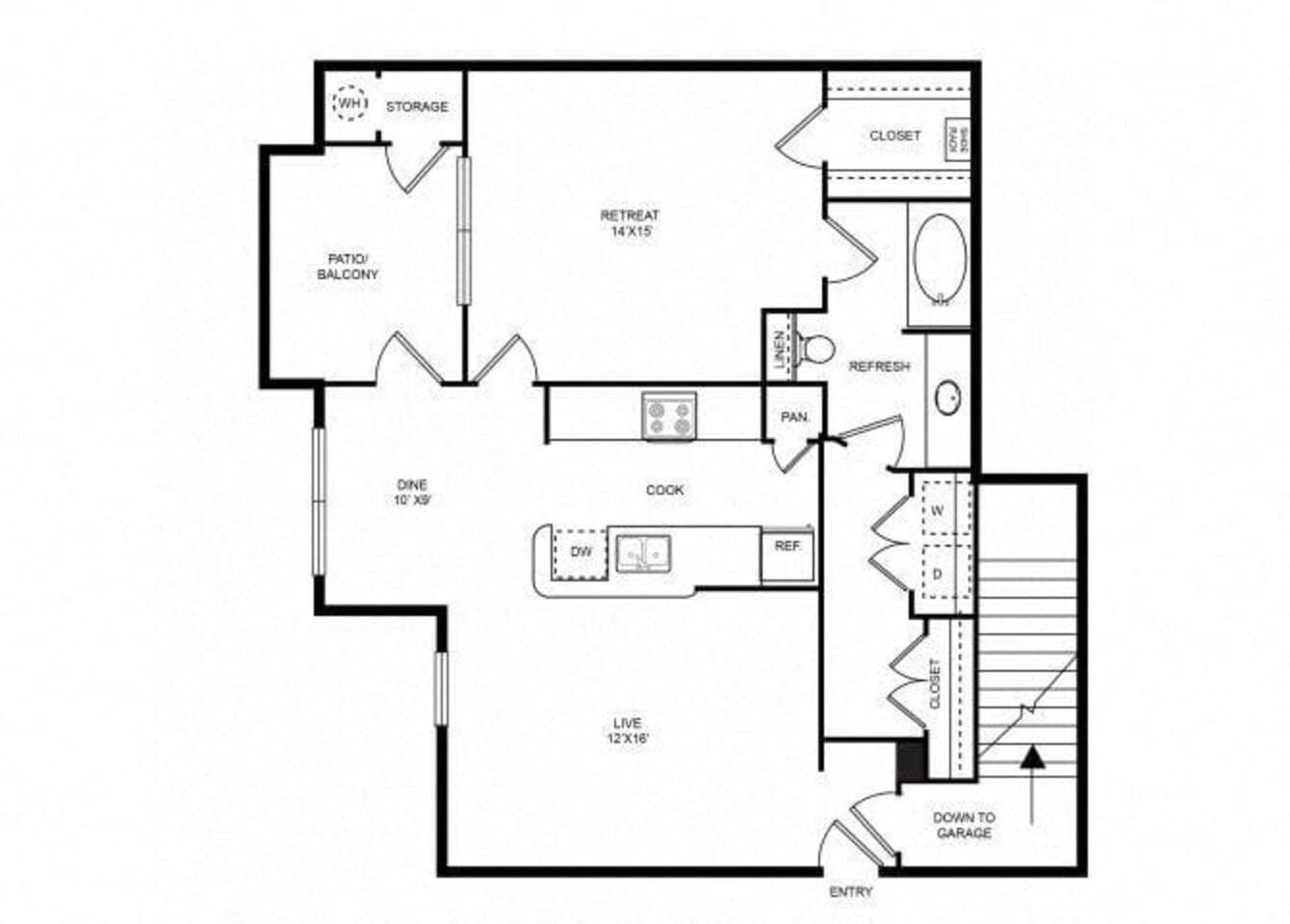 Floorplan diagram for Black Canyon, showing 1 bedroom