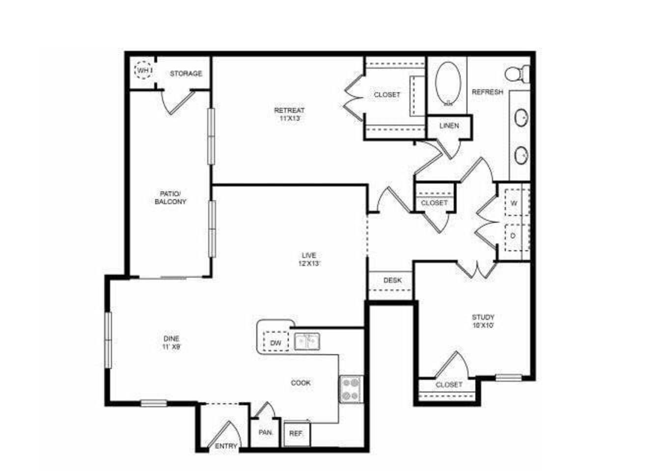 Floorplan diagram for Sand Creek, showing 1 bedroom