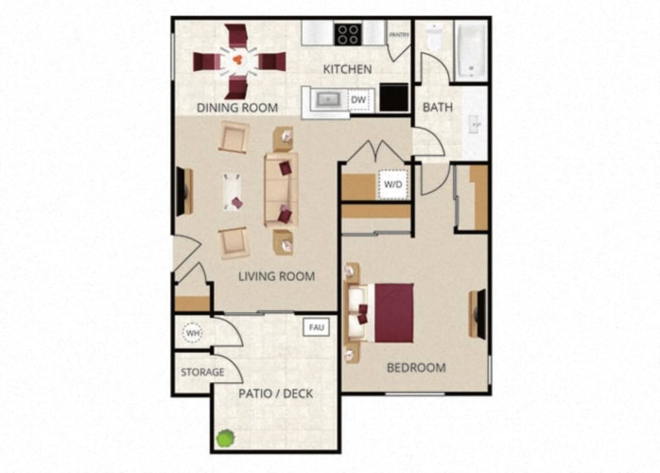 Floorplan diagram for Plan 1, showing 1 bedroom