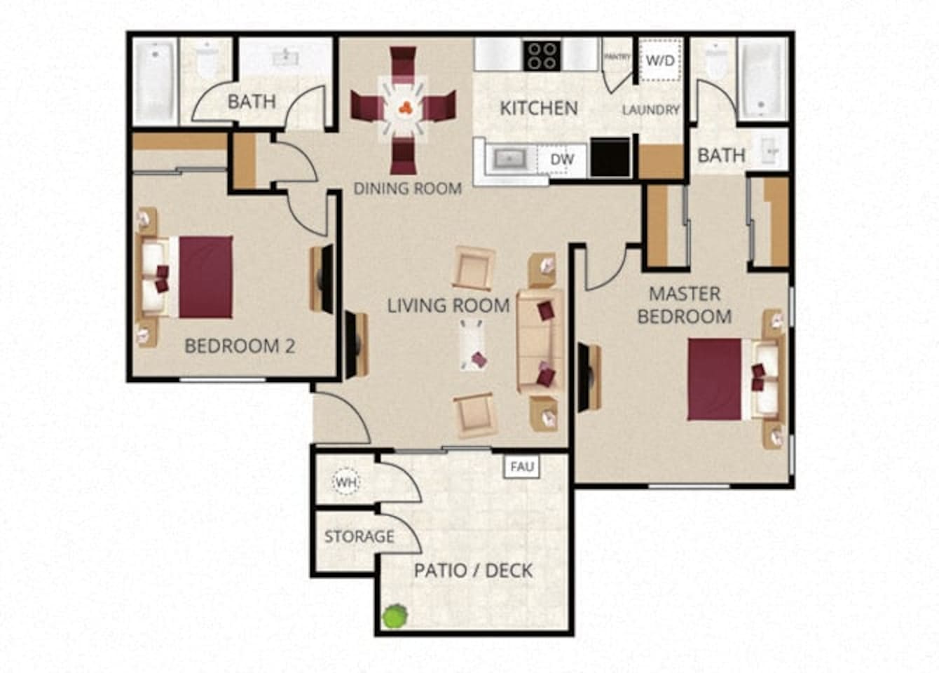 Floorplan diagram for Plan 2, showing 2 bedroom
