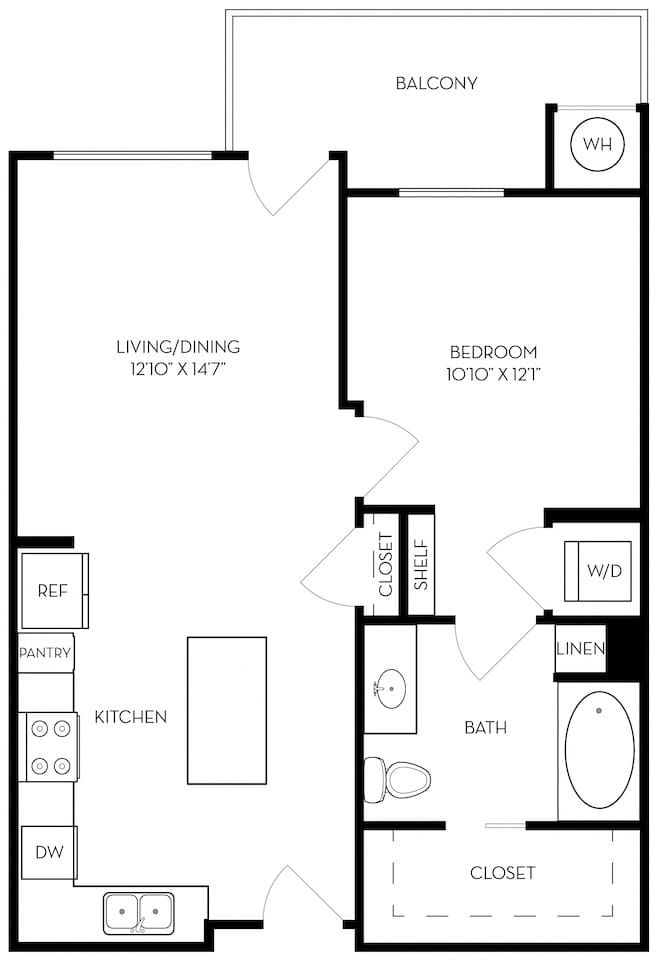 Floorplan diagram for Residence 2, showing 1 bedroom