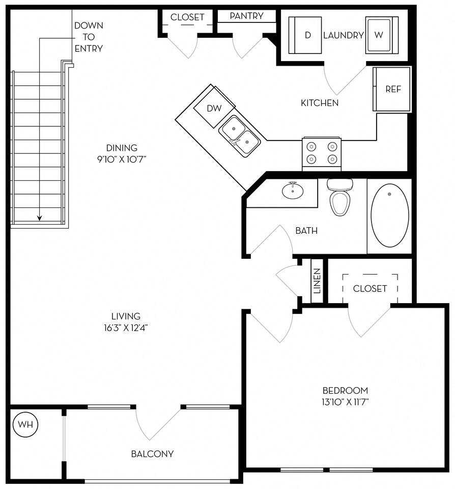 Floorplan diagram for Residence 5, showing 1 bedroom