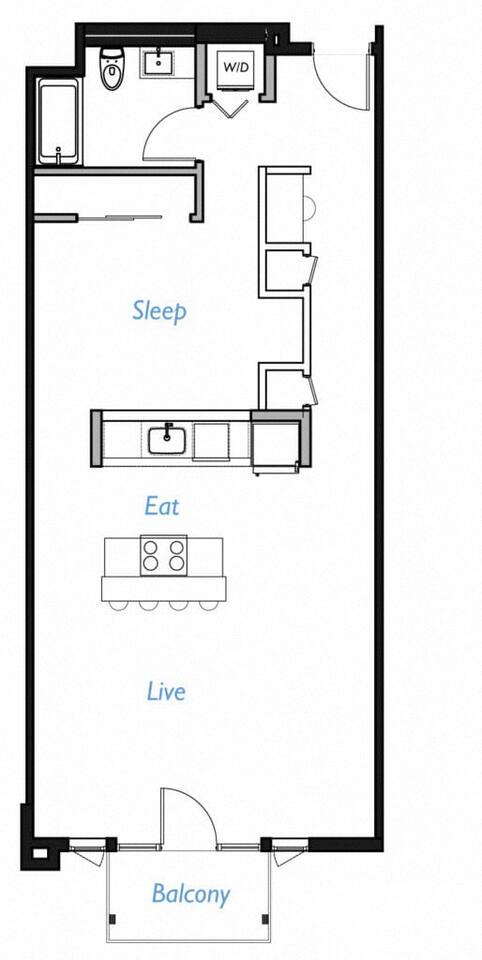 Floorplan diagram for A3-1J, showing 1 bedroom