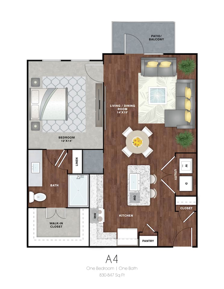 Floorplan diagram for A15, showing 1 bedroom
