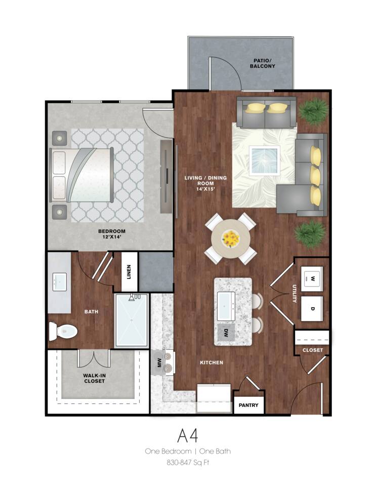 Floorplan diagram for A16, showing 1 bedroom