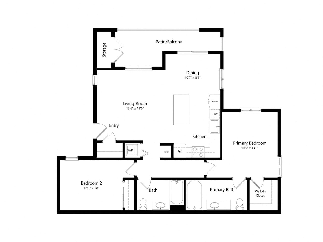 Floorplan diagram for B, showing 2 bedroom