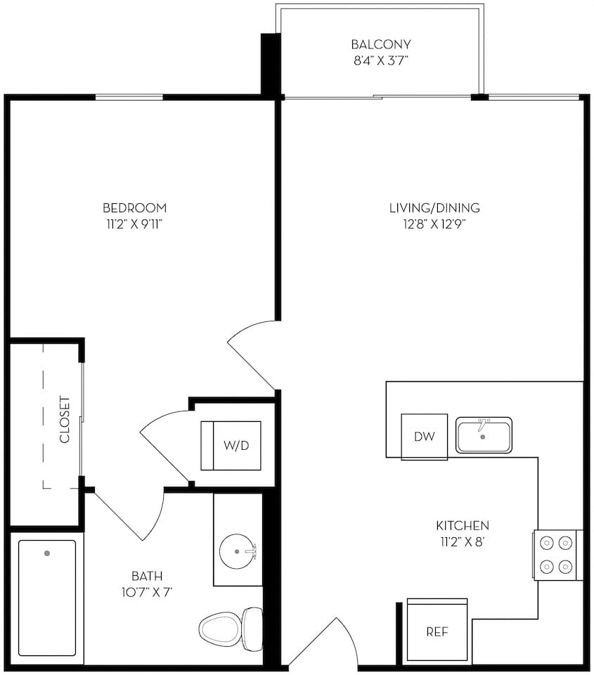 Floorplan diagram for A1, showing 1 bedroom