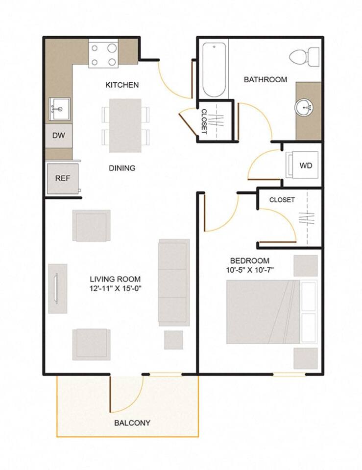 Floorplan diagram for B2.2 (1x1), showing 1 bedroom