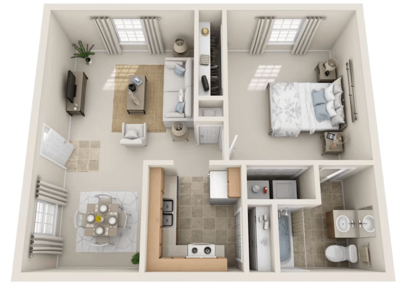 Floorplan diagram for 1Bed/1Bath, showing 1 bedroom