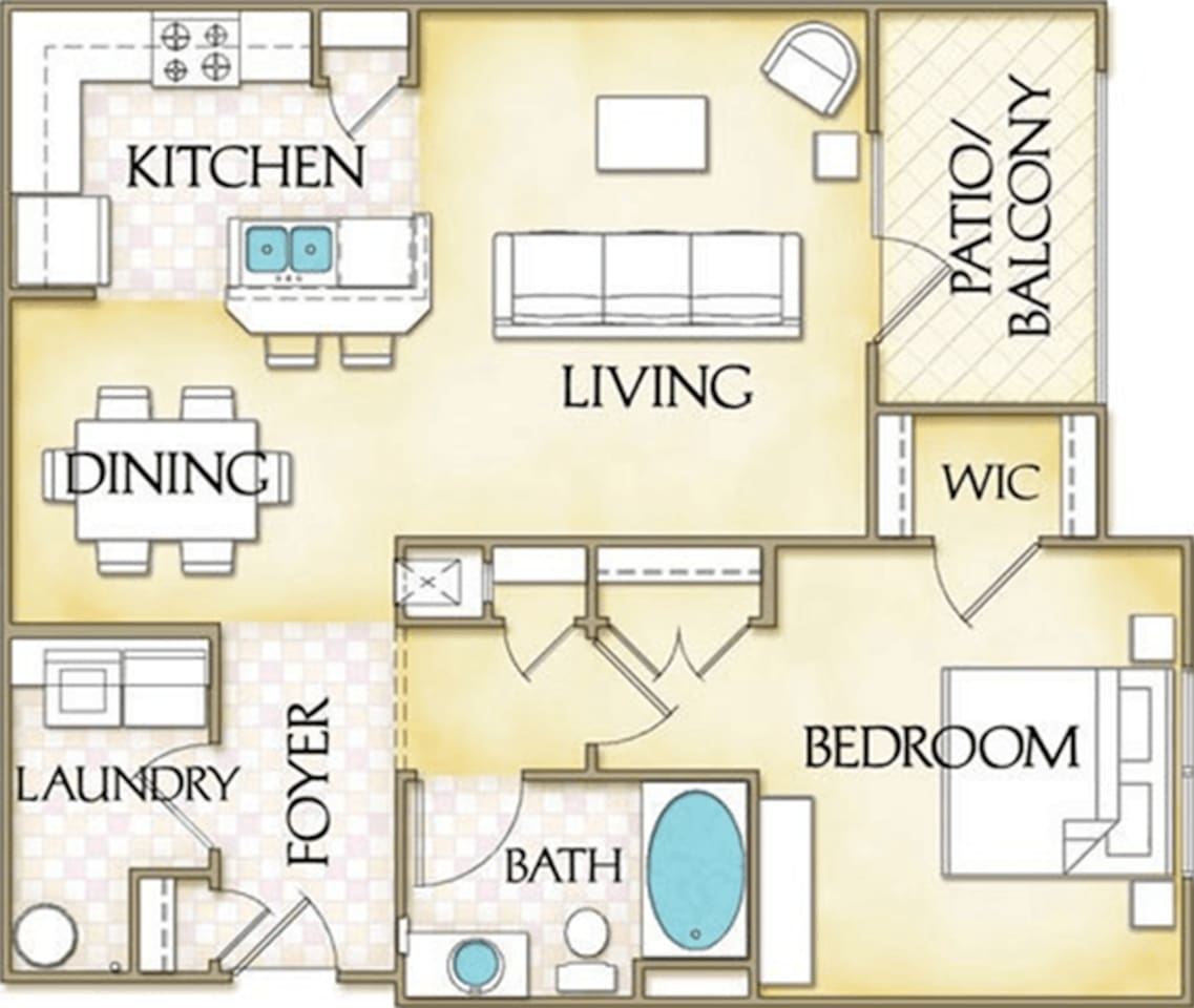 Floorplan diagram for A1, showing 1 bedroom